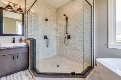 Shower with Black Metal Accents